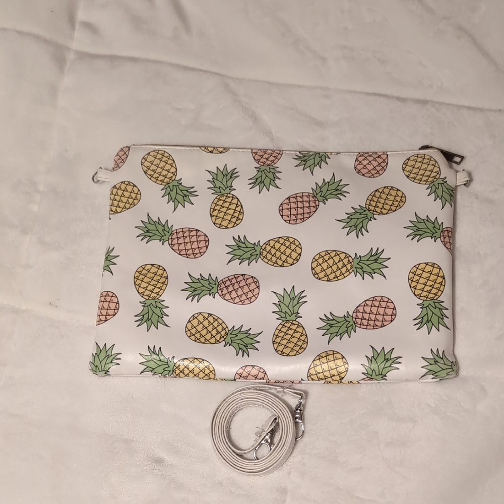 Pineapple Print White Crossbody Bag